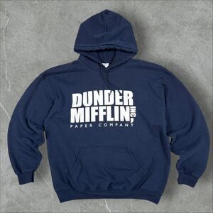 Y2K The Office Dunder Mifflin Paper Company Spellout Logo Hoodie - Large